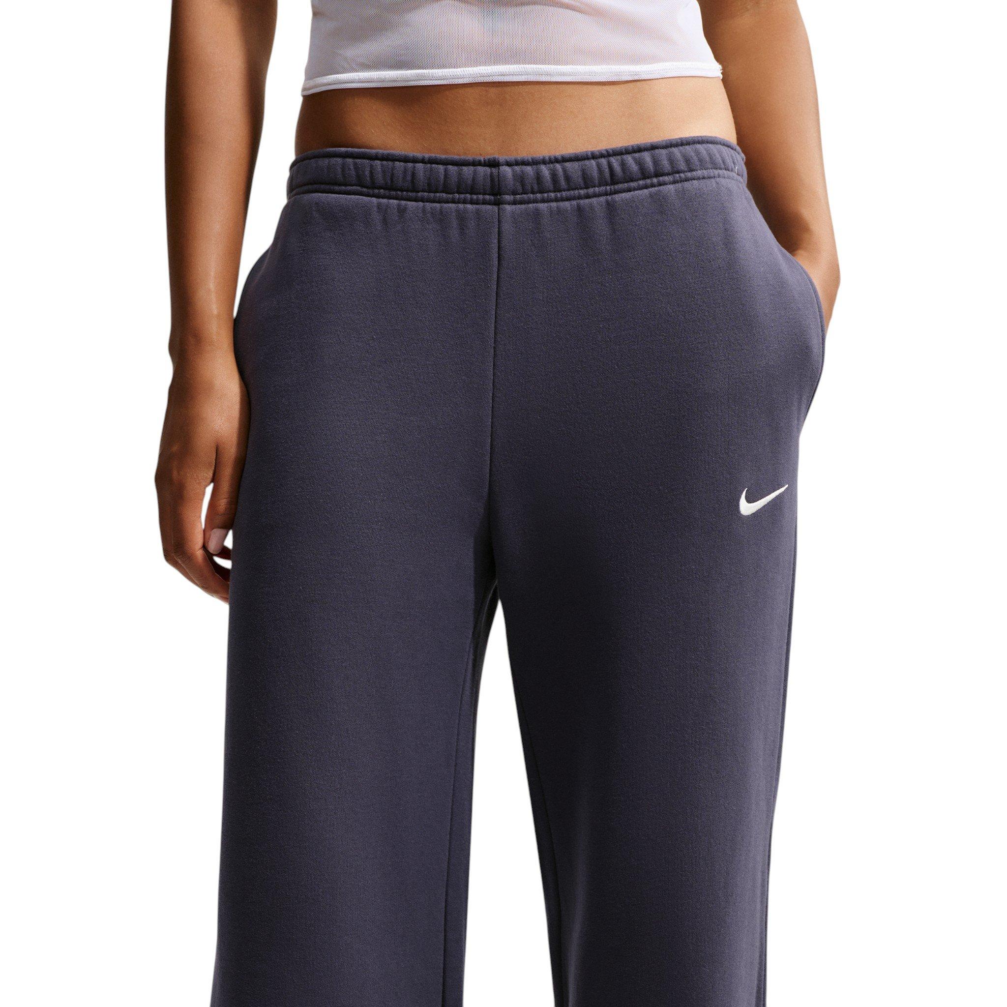 Nike Women's Studio Fleece Med-Weight Mid Rise Wide-Leg Pants - Gridiron - GRIDIRON